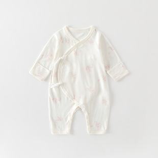 冰丝护肚连体衣59cm 初生夏天a类纯棉薄款 新生婴儿儿衣服52码 夏季