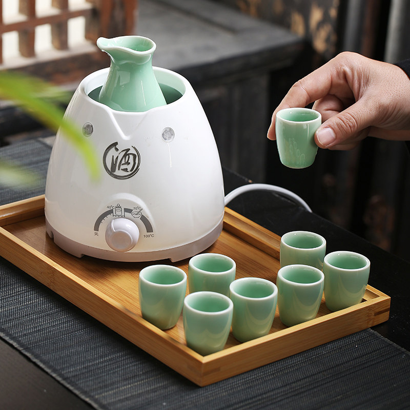 电热温酒器恒温控温家用酒具套装陶瓷酒壶二两半斤快速托盘礼盒