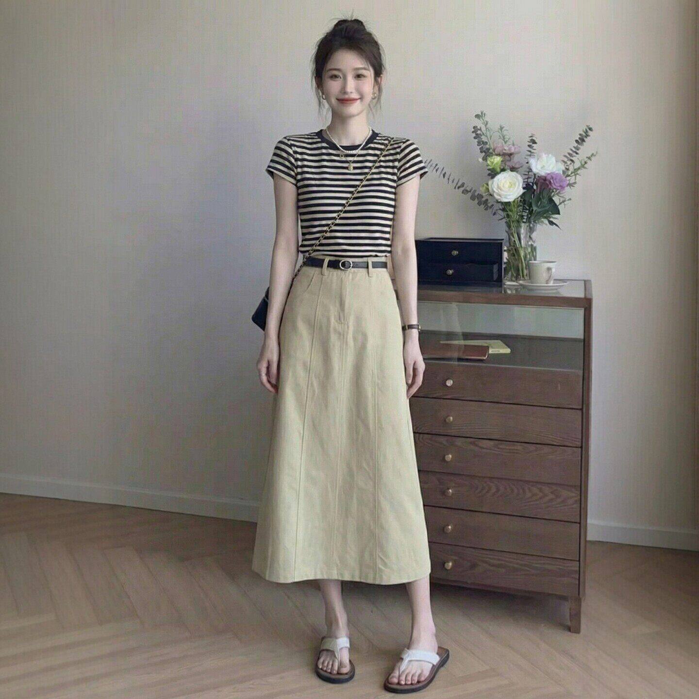 初夏季独特绝美巨好看的夏日ootd穿搭一整套洋装子两件小套装女