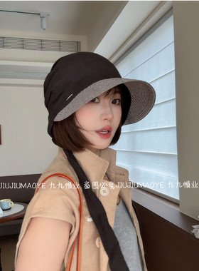 （韩单定制款）夏季时髦透气女百搭显气质复古褶皱日系遮阳帽
