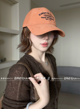 2026秋款复古字母刺绣棒球帽女显脸小软顶遮阳休闲百搭鸭舌帽韩版