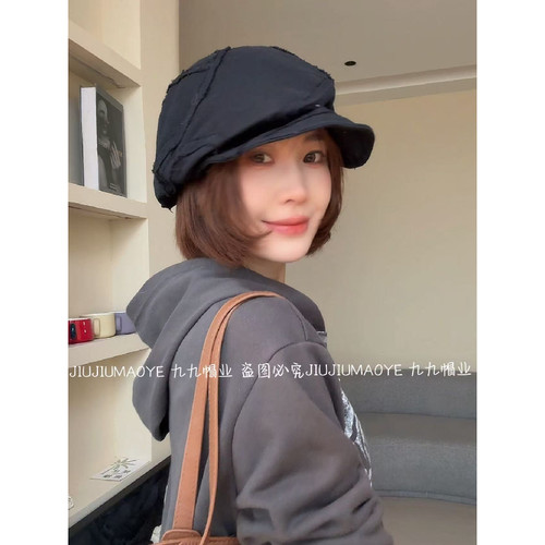 2026新款百搭贝雷帽子女复古文艺风报童帽潮流画家帽小众拼接休闲