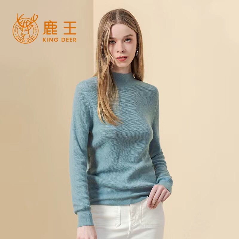 鹿王精纺山羊绒衫女半高领休闲保暖秋冬季新款纯色长袖薄款打底衫,女装/女士精品,羊绒衫,淘宝优惠券,粉丝福利购,淘宝优惠卷