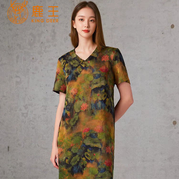 女士中式香云纱桑蚕丝连衣裙