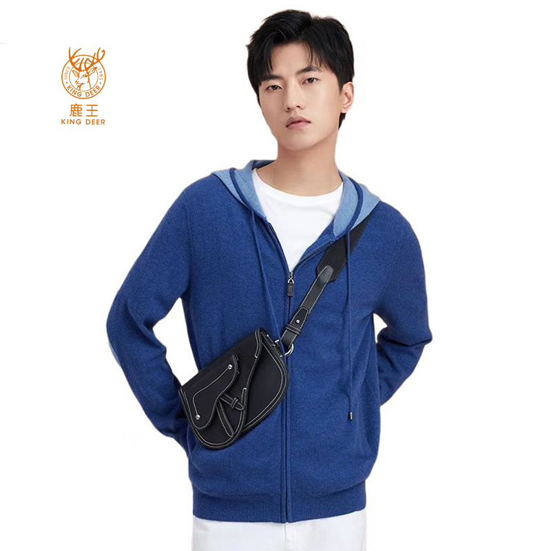 鹿王男士山羊绒开衫秋冬季外套