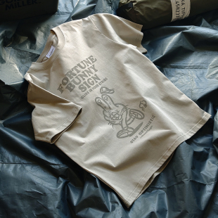 ABSURD LOGIC 荒诞逻辑 原创趣味幸运兔比耶手势T恤 干练版型男女