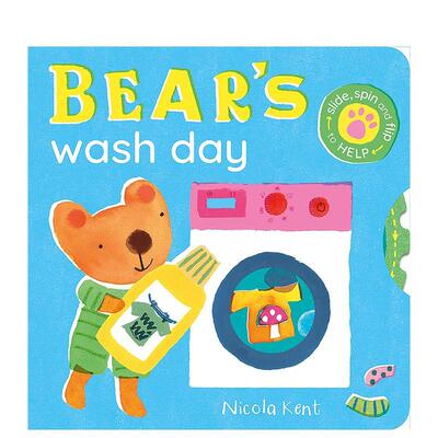 【预售】【我会帮忙做家务】小熊浣洗日 趣味机关书 【Busy Chores for Little Paws】Bear's Wash Day 原版英文儿童趣味 善本图书