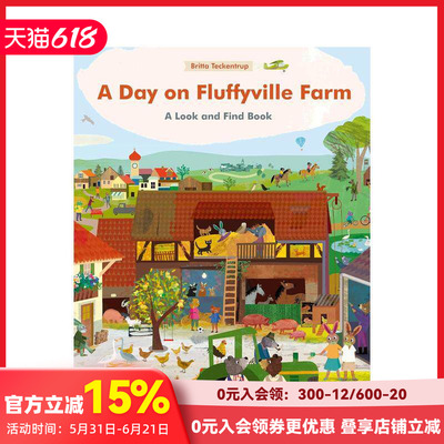 毛茸茸小镇农场的一天 趣味找找大开本纸板书 A Day on Fluffyville Farm 原版英文儿童趣味 Britta Teckentrup