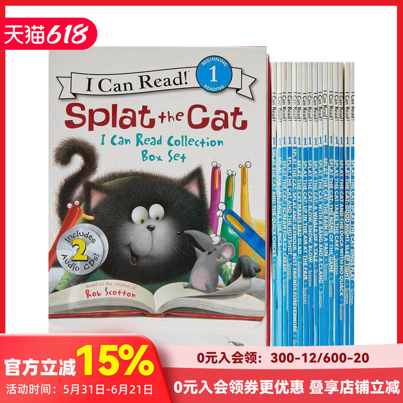 【现货】啪嗒猫合集 【I can read】Splat the Cat I Can Read Collection Box Set 原版英文儿童分阶阅读