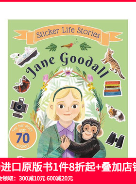 【现货】【励志贴纸故事】简·古道尔：好奇心与勇气 【Sticker Life Stories】Jane Goodall 原版英文儿童趣味