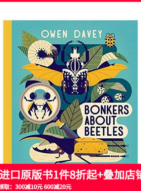 【预售】【插画师Owen Davey】甲虫狂想Bonkers About Beetles 3-6岁儿童自然昆虫科普知识艺术绘本 英文原版 善本图书