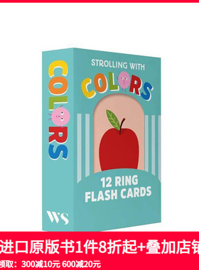 【预售】漫步色彩：12张环形闪卡 Strolling With Colors: 12 Ring Flash Cards 原版英文儿童语言/概念启蒙