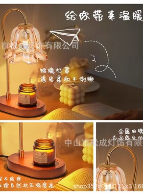 铃兰灯融蜡灯卧室床头灯家居摆件灯无火香氛台灯香薰氛围竹木材质