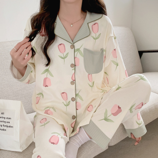 产后哺乳10月份11家居服 薄款 大码 孕妇睡衣春秋产妇纯棉月子服夏季