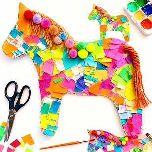 春节幼儿园环创小马纸板激光切割纸壳瓦楞纸加厚DIY手工裁剪好马