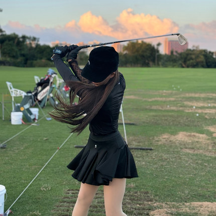 TASHI GOLF弹力开花短裙裤高尔夫女装蕾丝速干修身长袖上衣开花裙