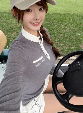 TASHI GOLF 灰色修身显瘦上衣高尔夫服装女弹力短裤子运动服套装