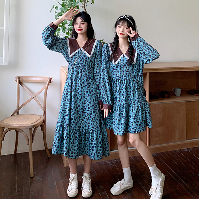 Real photos of long and short baby collar Floral Dress