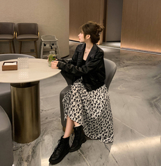 Two pieces of lapel wallet jacket splicing Sling Dress