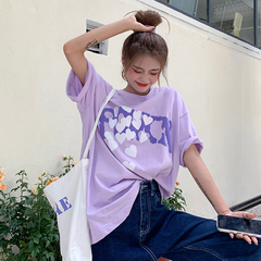 實拍 滿印愛心圖案短袖T恤