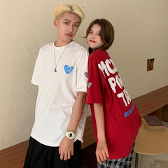 實拍 發泡愛心字母印花圓領短袖T恤