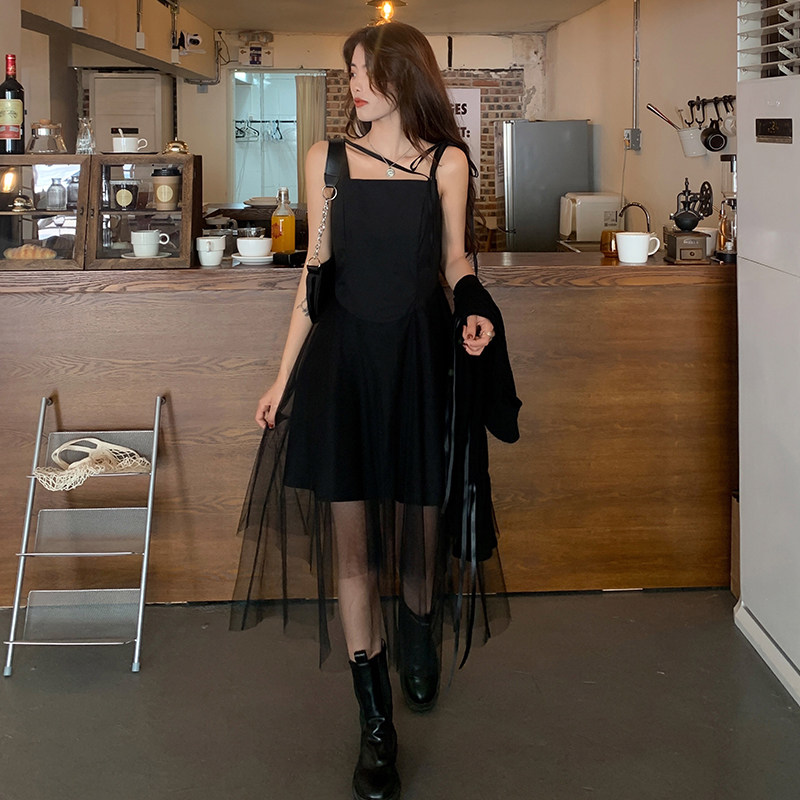 Two piece French dress with black skirt and long sleeve shirt