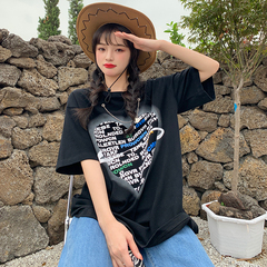 實拍 愛心字母印花短袖T恤