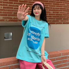 Real shot short sleeve T-shirt with foam process and letter printing