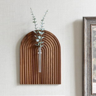 美式实木壁挂墙饰花瓶墙上装饰品客厅餐厅墙面墙壁创意插花器摆件