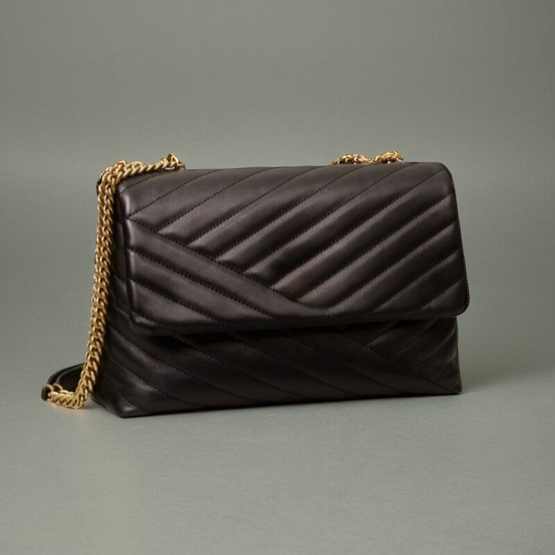 链条包新款小香风链条斜跨包羊皮衍缝信封包欧美风单肩翻盖女包