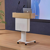 简约升降演讲台学校教室讲台桌子会议培训演讲桌带轮可移动发言台