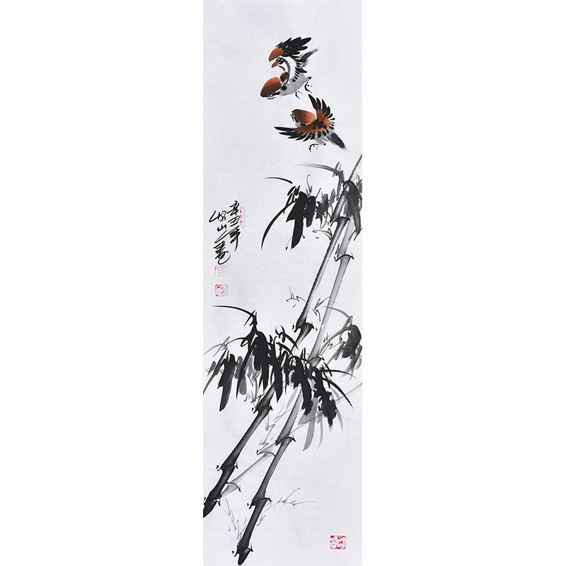 竹子画国画临摹郑板桥墨竹 字画书画作品水墨画手绘花鸟真迹竖幅