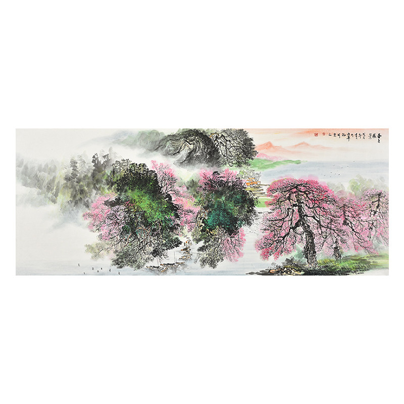 美协名家手绘国画写意山水画江南水乡《春色胜景》名人字画真迹