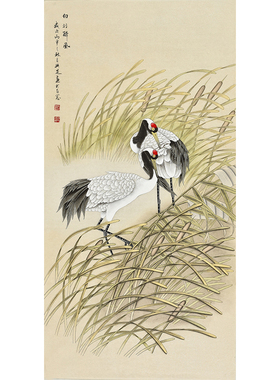 美协名家手绘国画工笔花鸟画仙鹤贺寿祝寿送礼礼品字画 白羽醉风
