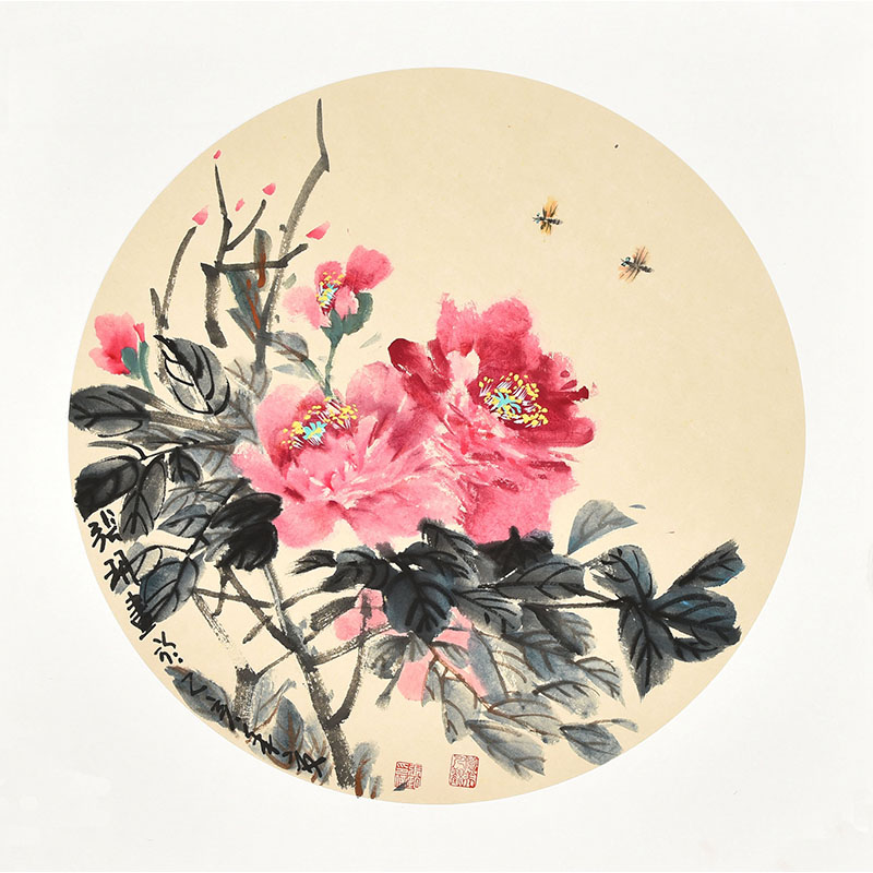 中美协花鸟画家张老师手绘真迹字画《牡丹飘香》客厅卧室装饰挂画