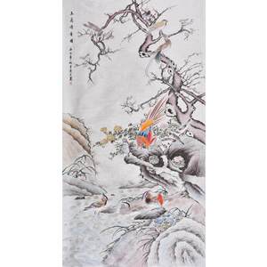 纯手绘国画花鸟画锦鸡锦绣前程锦上添花办公室字画客厅吉祥挂画