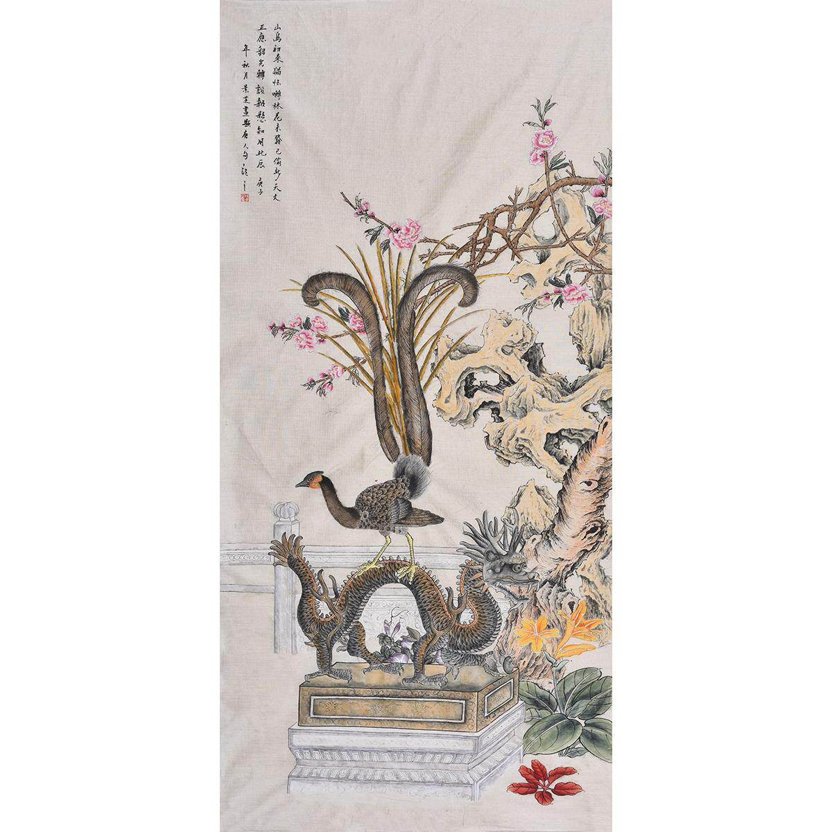 纯手绘国画工笔花鸟画龙凤呈祥结婚送礼画卧室会所装茶楼饰字画