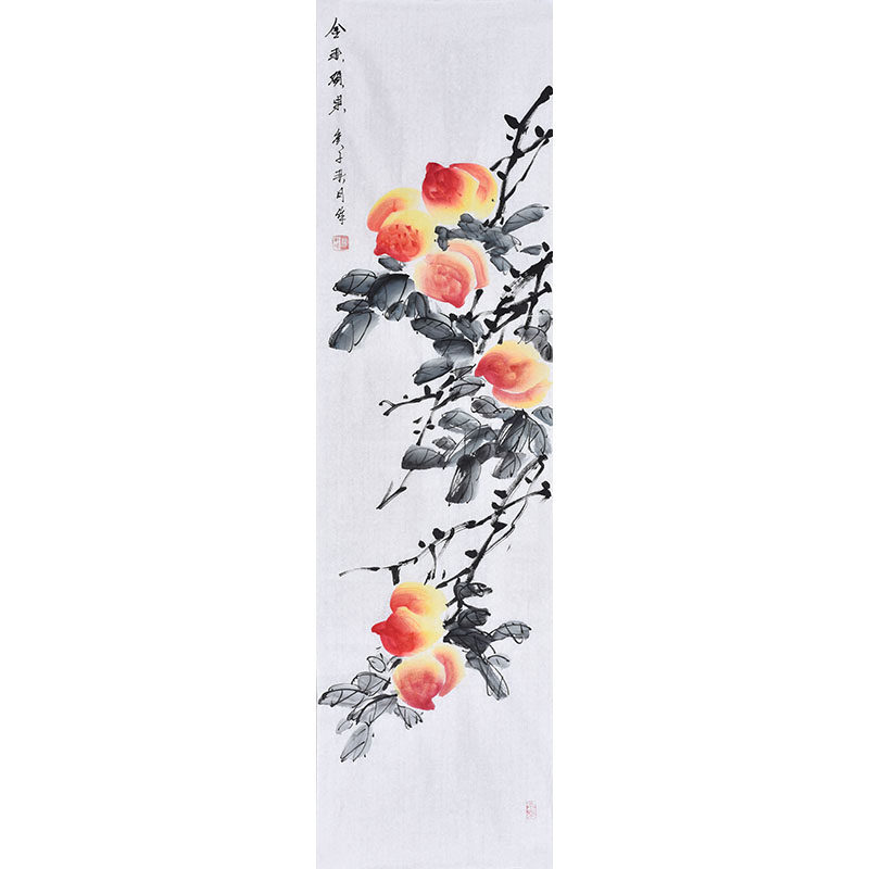 名家纯手绘书画作品真迹字画祝寿国画客厅中堂寿桃桃子瑶池仙果