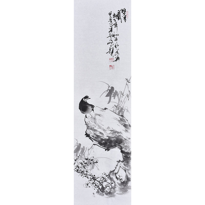 鲁迅美院青年画家杨老师手绘国画水墨花鸟画四君子竹子梅花双清图