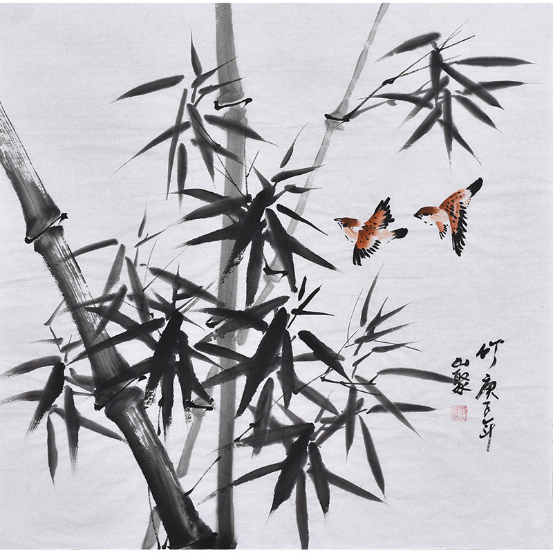 竹子画国画临摹郑板桥墨竹 字画书画作品水墨画手绘花鸟真迹斗方