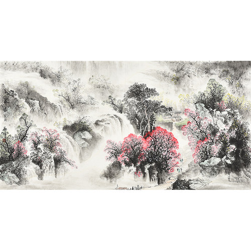 孤品收藏 仅此一张 纯手绘水墨写意山水画真迹《晨曦》名家字画