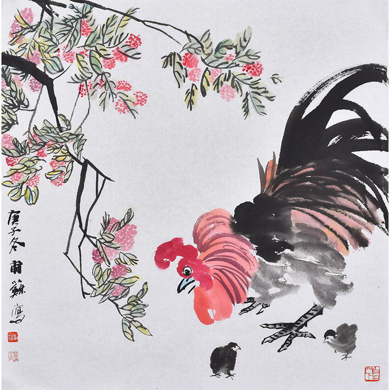 公鸡 画 花鸟画 国画 客厅挂画装饰字画 手绘真迹四尺写意雄鸡图