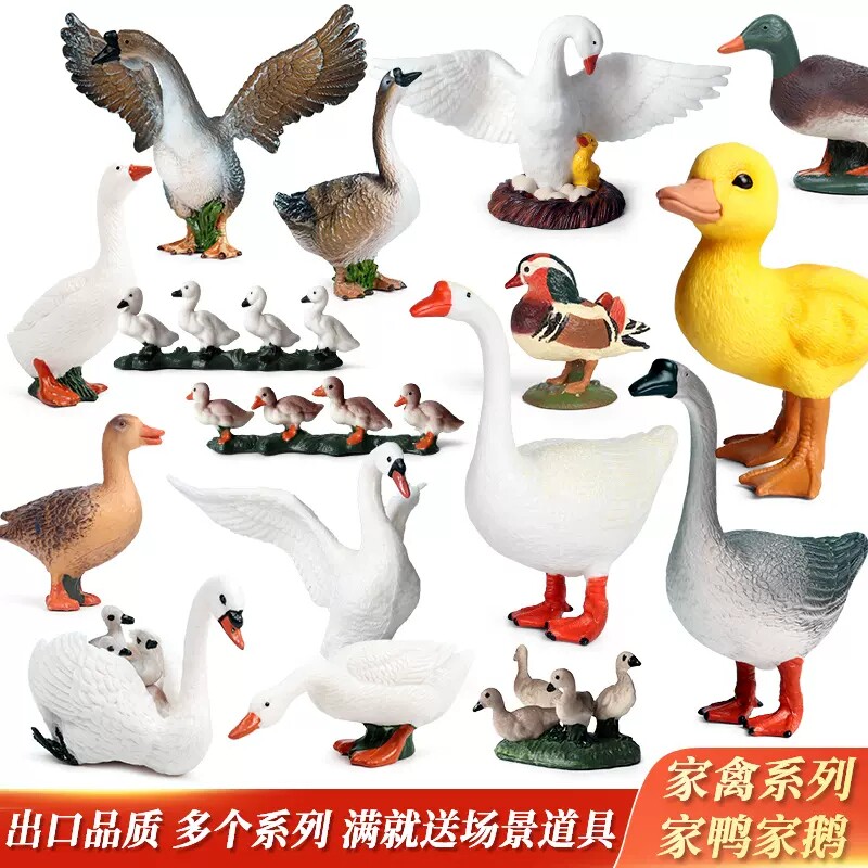 仿真鸭子野生动物模型家禽鸡鸭大黄鸭儿童实心绿头鸭造景摆件玩具
