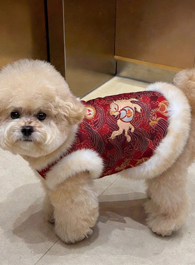 狗狗衣服猫咪旗袍公主裙加绒厚款民族国风唐装汉服宠物比熊小型犬