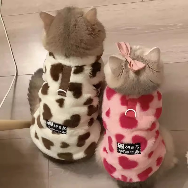 可牵引猫咪衣服秋冬银渐层蓝猫布偶小猫公猫宠物加绒保暖背心马甲