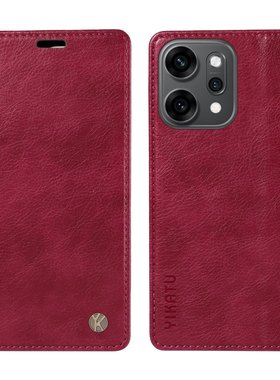 适用OPPO Reno14F手机壳A60Pro荔枝纹皮套A5X磁吸翻盖壳A79保护套