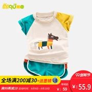 Quần áo cotton cho bé trai, bộ đồ ngắn tay, bé trai, váy mùa hè, 1-2-3-4 tuổi, mùa hè, trẻ sơ sinh, quần áo trẻ em - Phù hợp với trẻ em