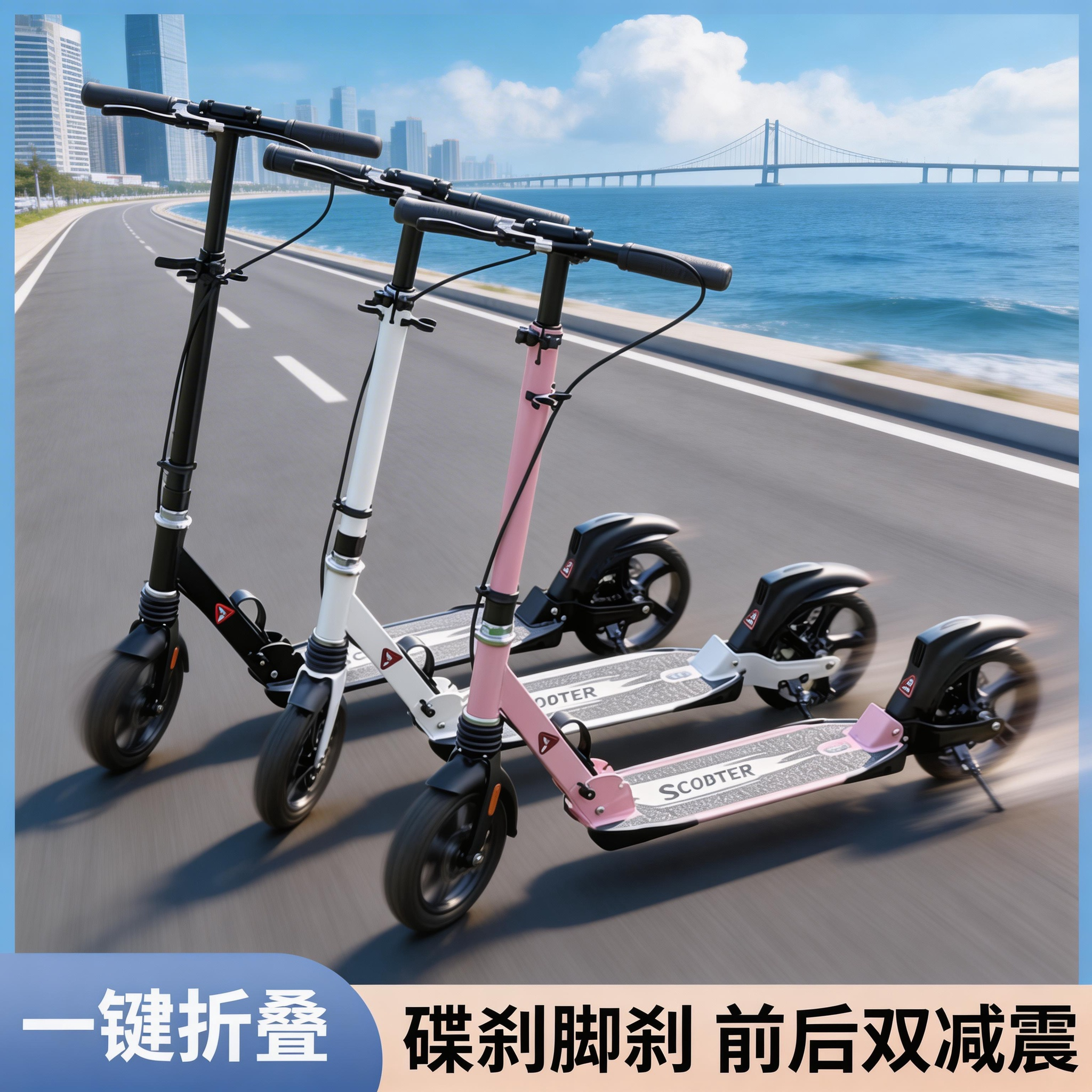 儿童助力滑板车可折叠踏板车