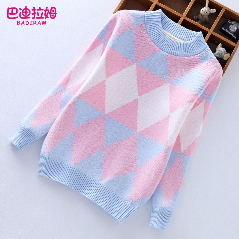 女童毛衣加绒秋冬装加厚打底衫