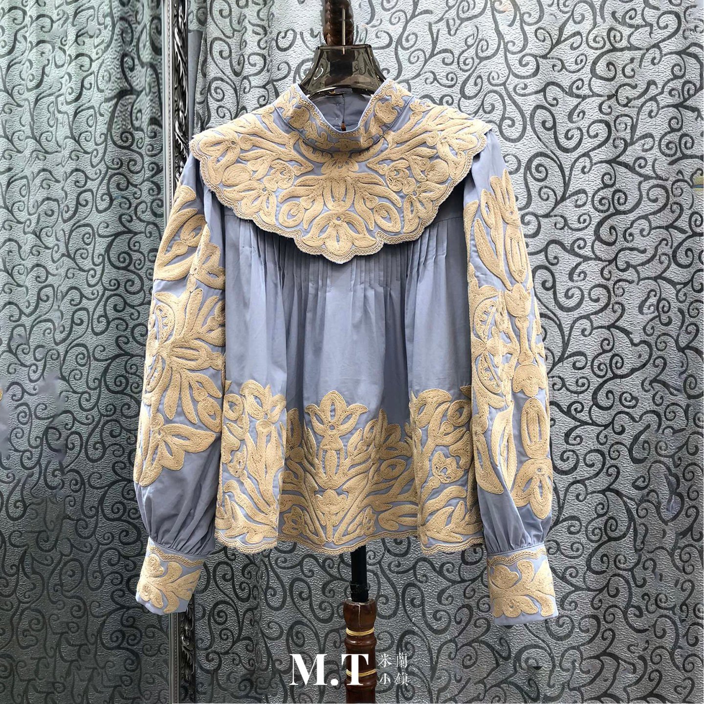 米兰小镇南油高版欧货宫廷风重工盘线立体刺绣立领套头棉上衣A19,女装/女士精品,衬衫,淘宝优惠券,粉丝福利购,淘宝优惠卷